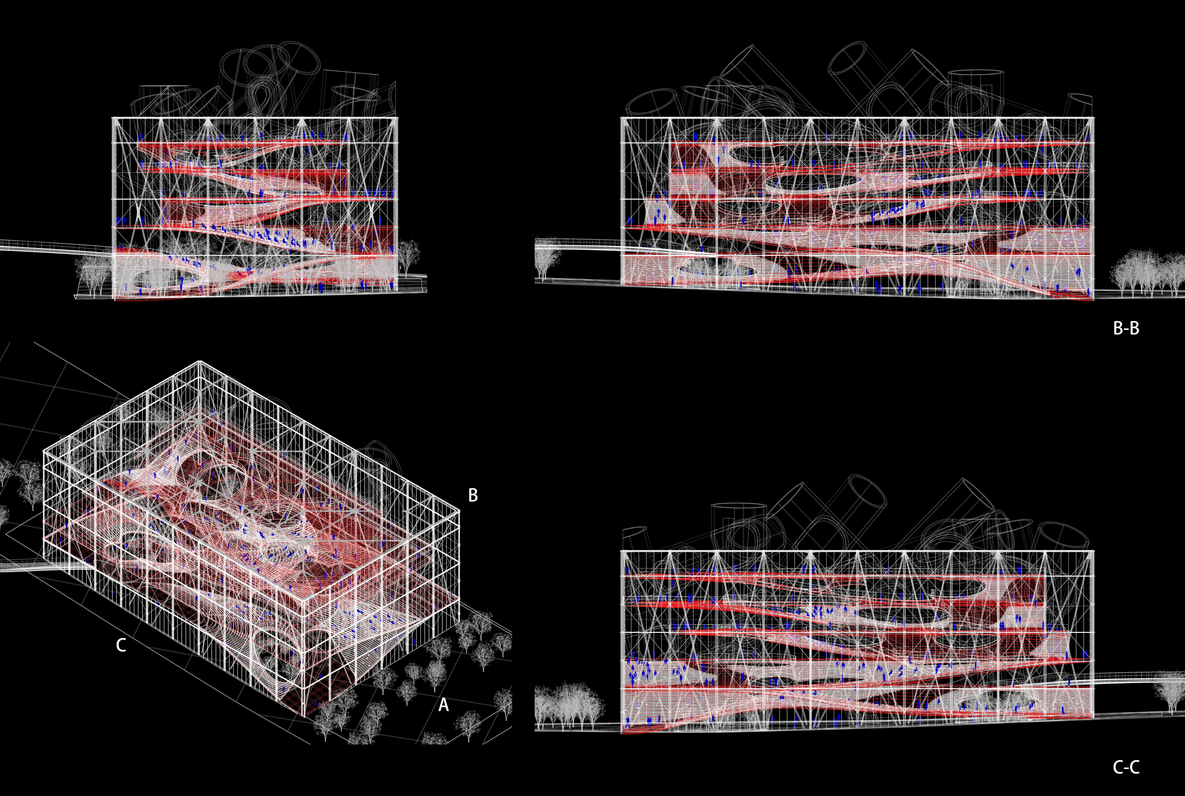 Facade and axonometric structural relationships